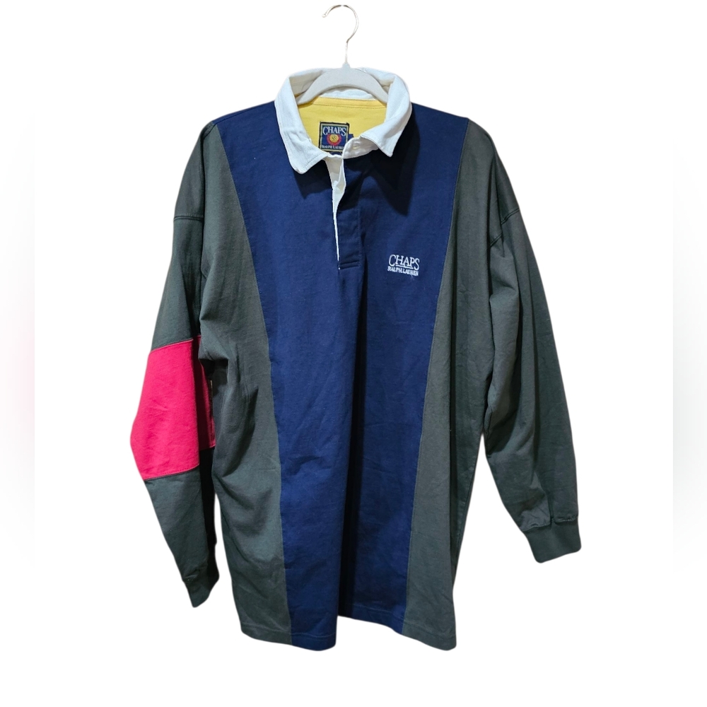 NWT Vintage 90's Chaps Ralph Lauren Colorblock Rugby Shirt Size Extra Large - Picture 1 of 7